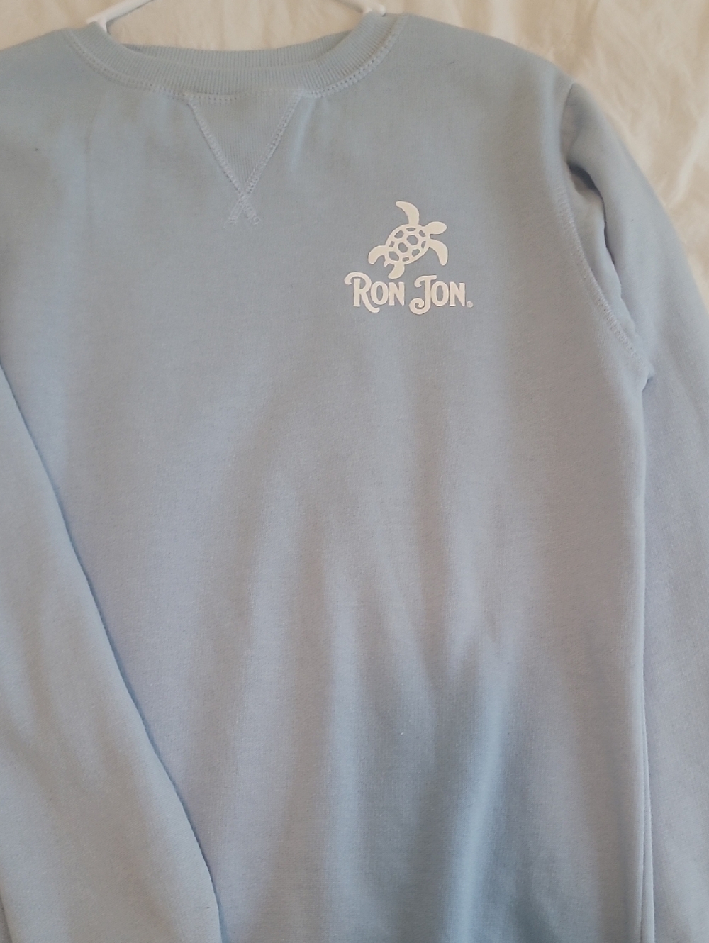 Ron Jon Light Blue Crewneck Sweatshirt with Turtle Logo